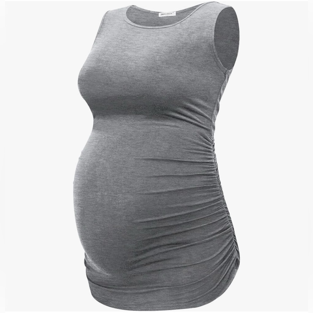 Smallshow - Maternity Sleeveless Ruched Tank Top.